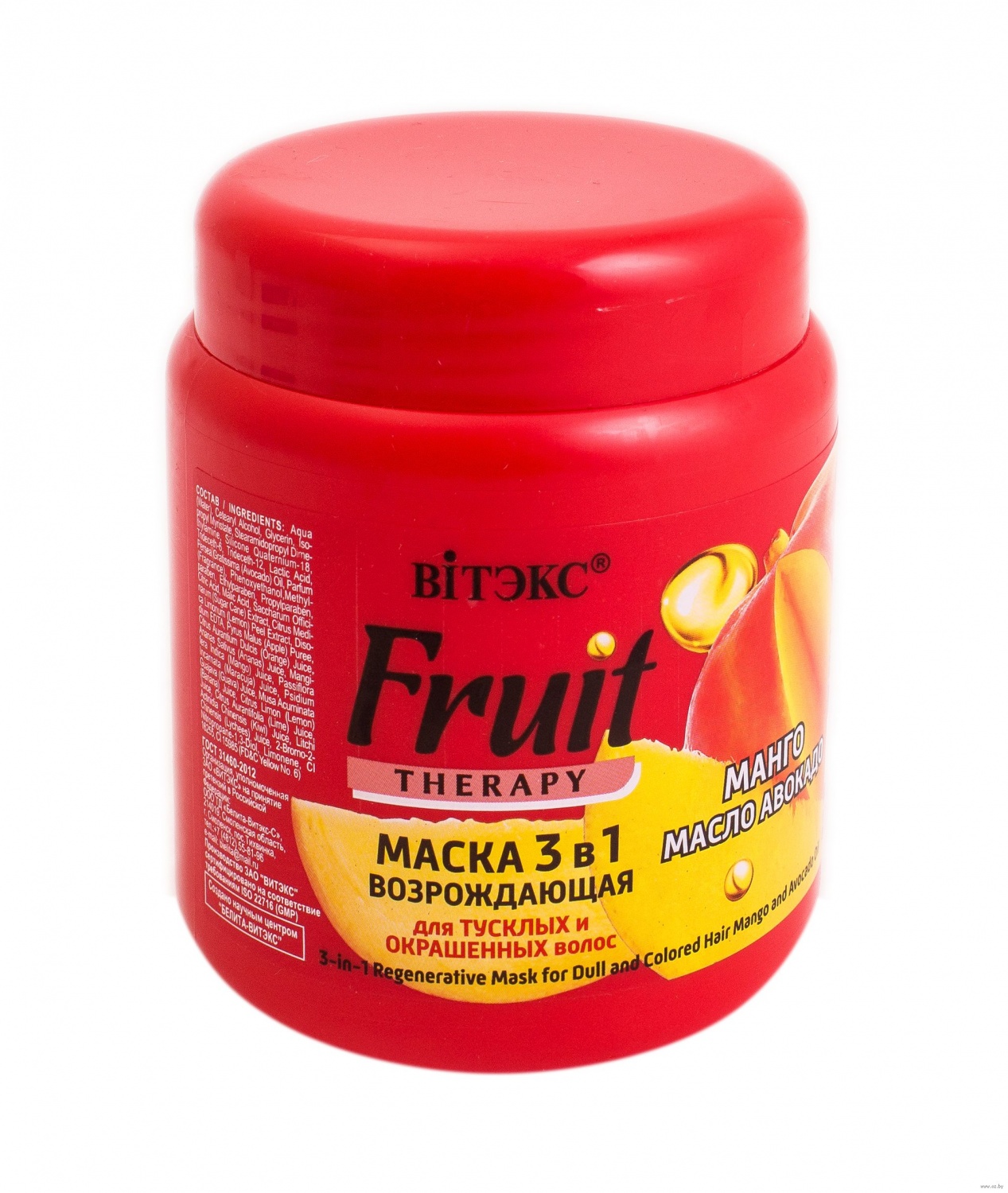 Маска 3 в 1 для тусклых и окрашенных волос Белита-Витэкс Fruit therapy Возрождающая Манго, масло авокадо